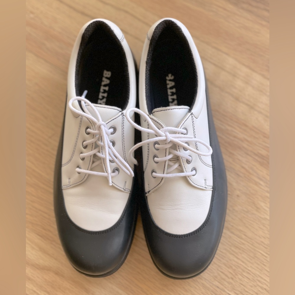 Bally Two-Tone White and Black Leather Athletic Shoes